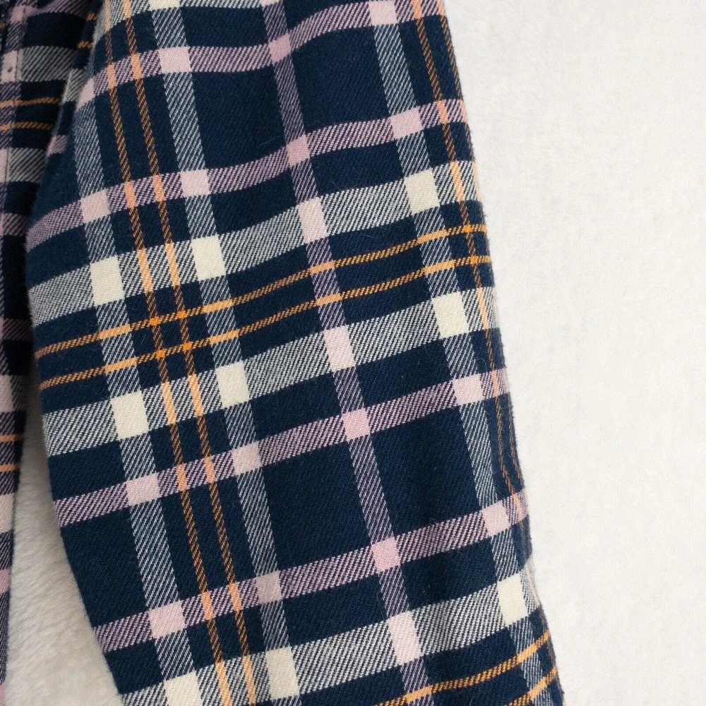 L.L. Bean Flannel Shirt Womens Medium Blue Pink Plaid Long Sleeve Soft - Picture 4 of 12